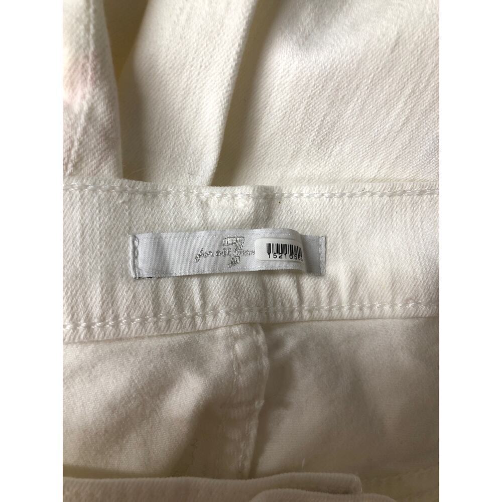 7 For All Mankind Cropped Alexa Jeans High Rise Wide Leg Raw Hem Denim White 30 - Picture 11 of 15